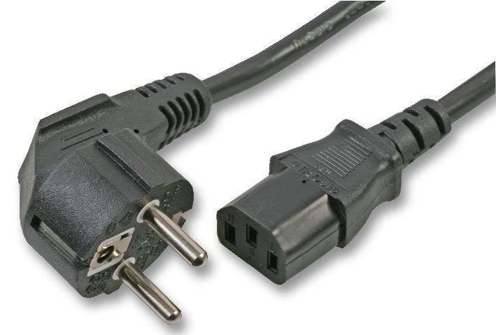 PRO ELEC Καλώδιο Τροφοδοσίας Schuko σε IEC C13, 2m, 10A 250V