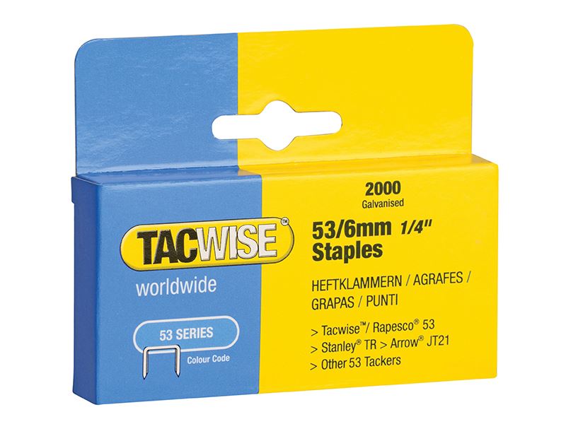 Tacwise Grapas Tipo JT21/A, 6mm, Uso Ligero, Paquete de 2000