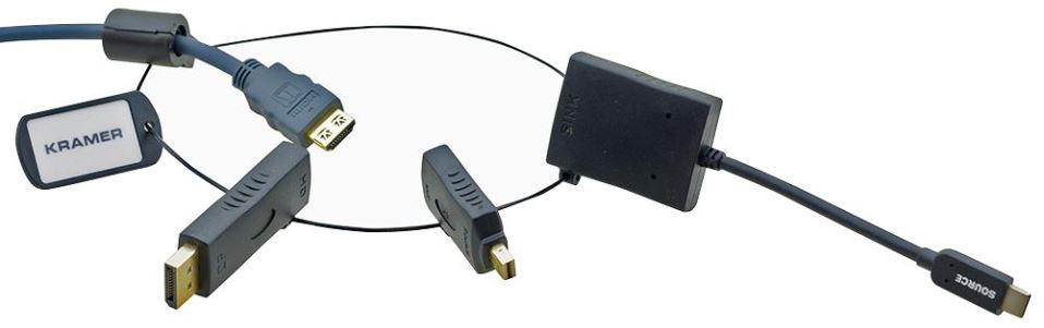 KRAMER מתאם HDMI טבעתי עם DisplayPort, Mini DP ו-USB-C