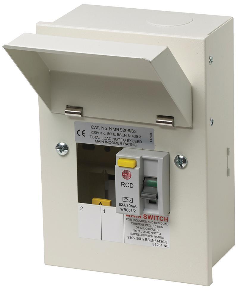 Tableau électrique métallique 2 voies WYLEX, 63A 30mA RCD