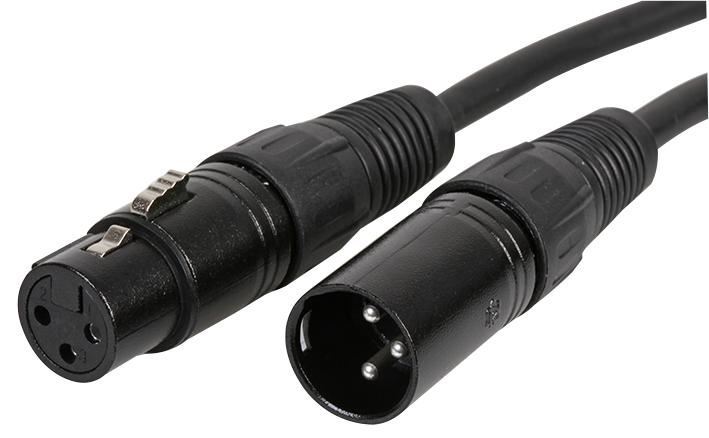 Pulse 3-Pin XLR Male to Female Microphone Lead, 1m Black