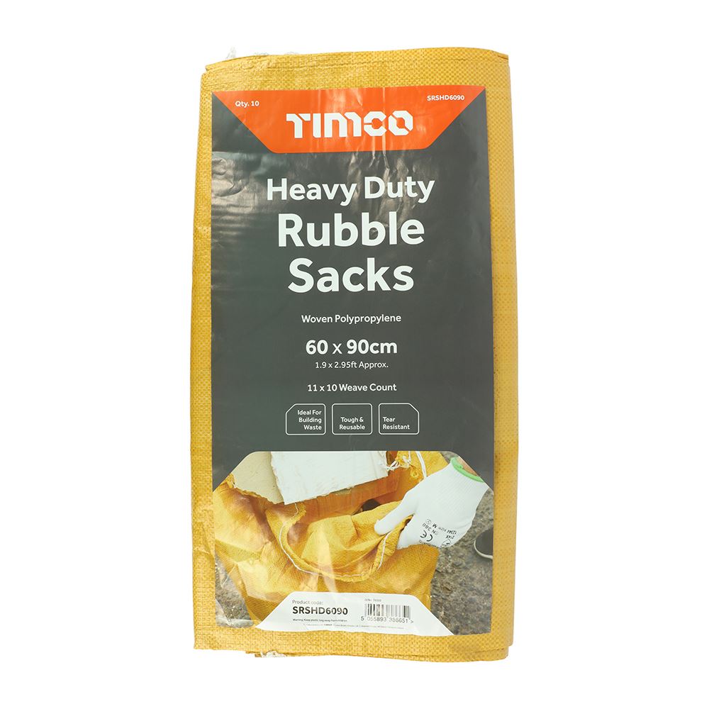 Timco Heavy Duty Rubble Sacks 60x90cm, 10-Pack