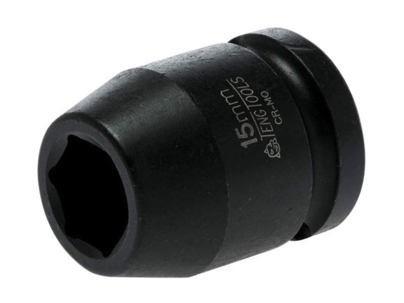 Teng Impact Socket 1/2in Drive 15mm, Chrome Molybdenum Steel