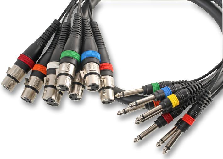 PULSE 8kanálový kabelový svazek XLR na 6.35mm Mono Jack, 2,5m, černý