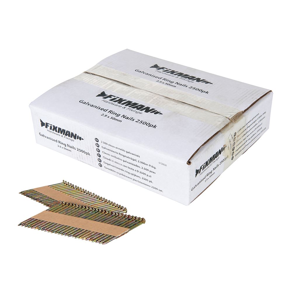 Fixman Clous annelés galvanisés 2,9x50mm (Lot de 2500)
