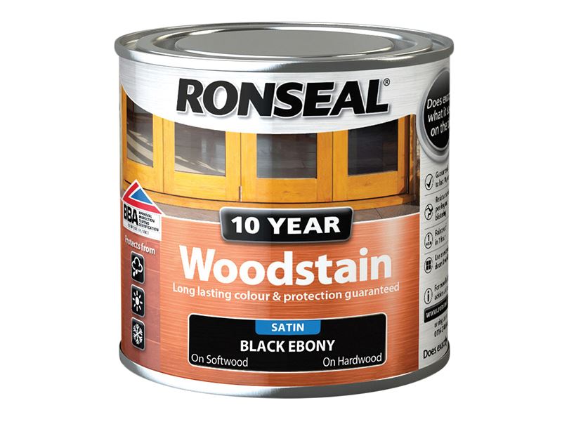 Ronseal 10 Year Woodstain, Ebony, 250ml