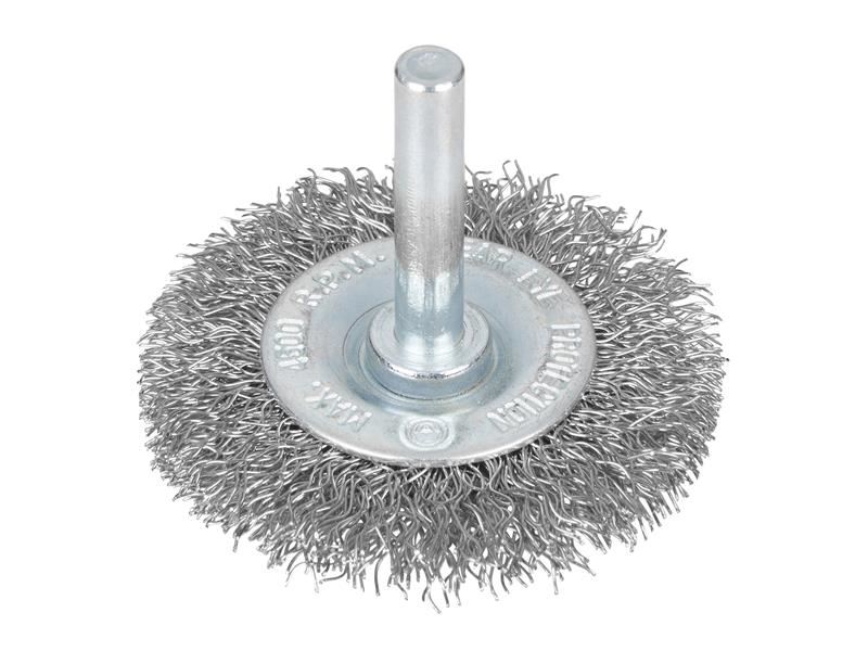 BlueSpot Tools Flat Steel Wire Wheel Brush - 50mm, 6mm Arbor