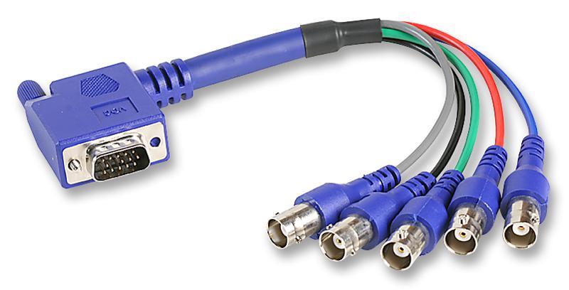 VDC VGA Fireann go BNC 5x Baineann Lead, 90°, 0.15m, Gorm