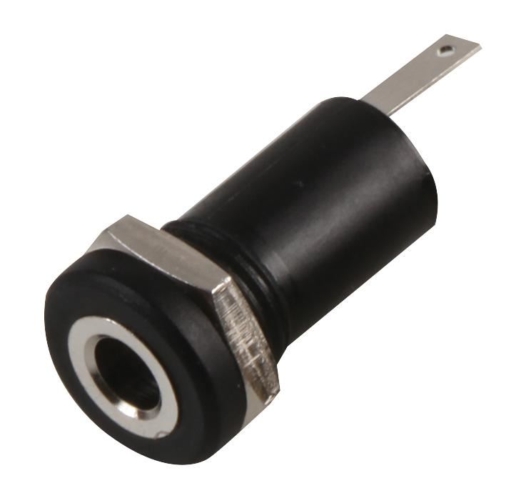 PRO SIGNAL 3.5mm Jack Socket, 2 Pole, Black, Nickel Plated, 2 Pack