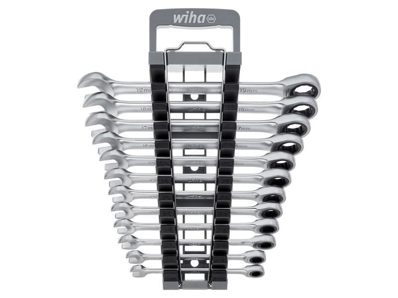 Wiha 12-Piece Ring Ratchet Spanner Set, Chrome Vanadium Steel