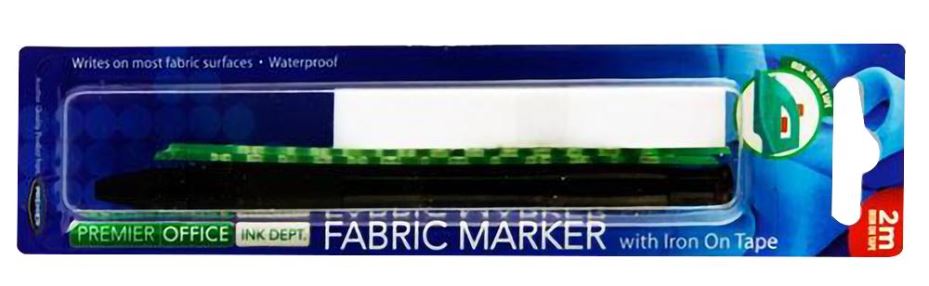 PREMIER STATIONERY Stoffen Marker met 2m Strijkbare Tape & Sjabloon