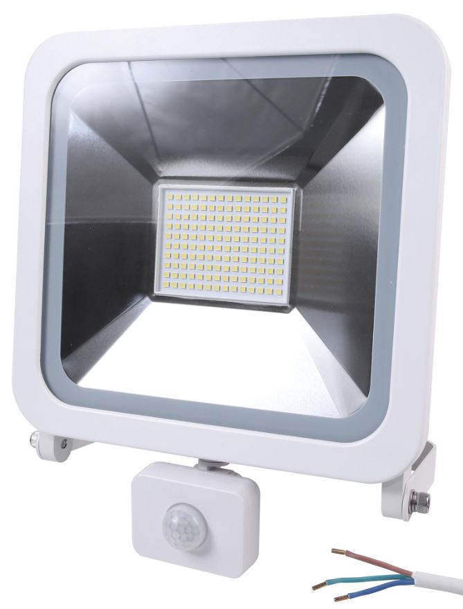 PRO ELEC LED-Flutlicht mit PIR-Sensor, 100W, 8000lm, 6000K, Weiß, IP44