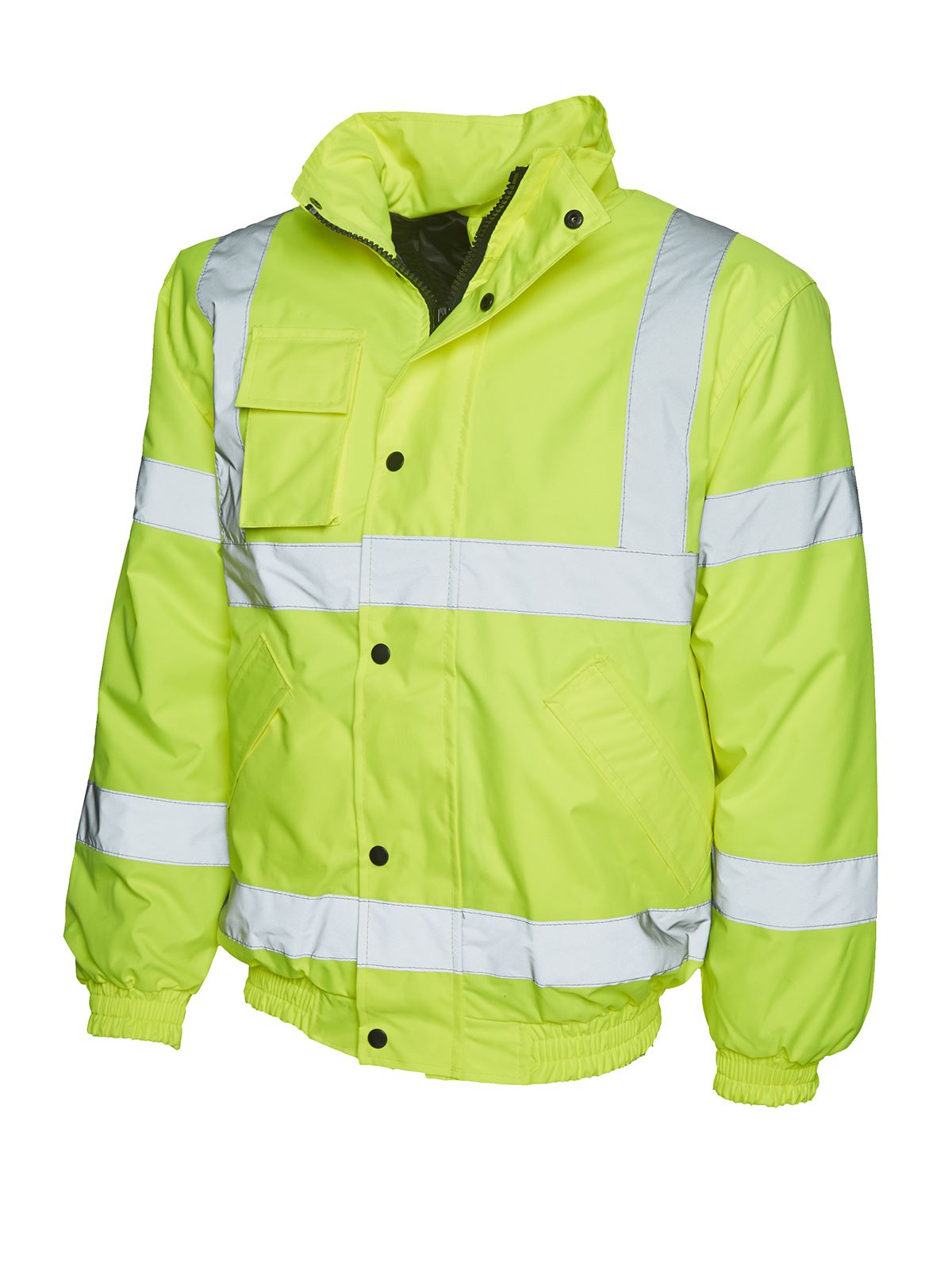 Uneek Unisex High-Vis Bomber Jacket, Yellow, Size L
