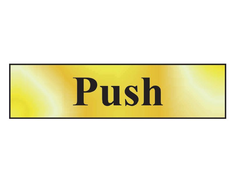 Scan Push Sign, Polished Brass Effect, 200 x 50mm