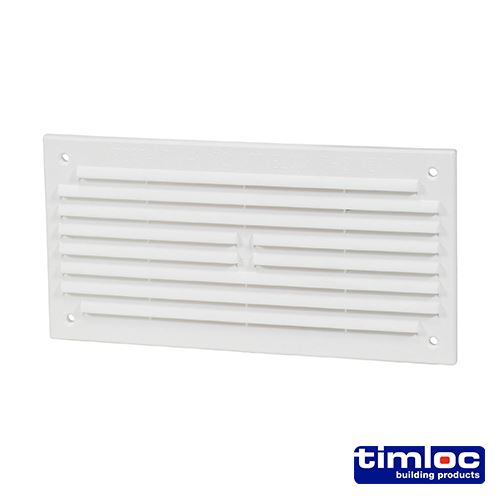 Timco Interne Plastic Louvre Mini Grille Ventilatierooster - Wit - 166x85mm