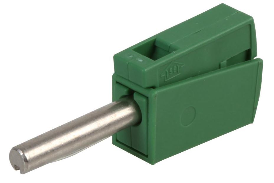 WAGO 4mm Banana Plug with Cage Clamp, Green, 28-14AWG, 42V, 20A