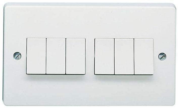 Crabtree 1 Gang 2 Way SP Retractive Switch, White, Press to Exit