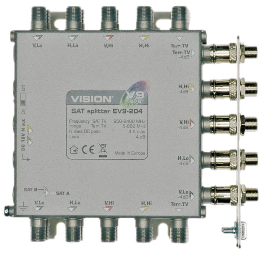 VISION EV9-204 Divisore di Segnale a 2 Vie, -4dB, Perdita di Inserimento Minima
