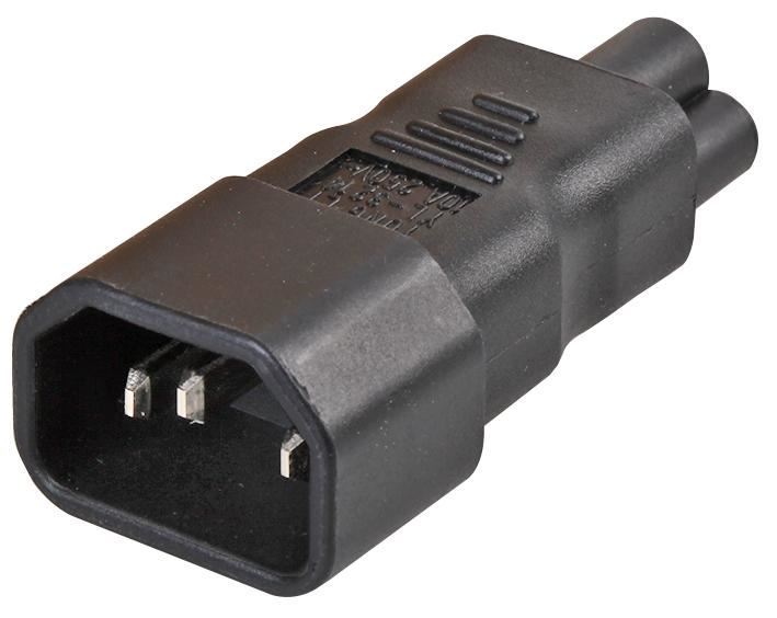 PRO ELEC Προσαρμογέας IEC C14 σε C5, 10A @250V, Μαύρος