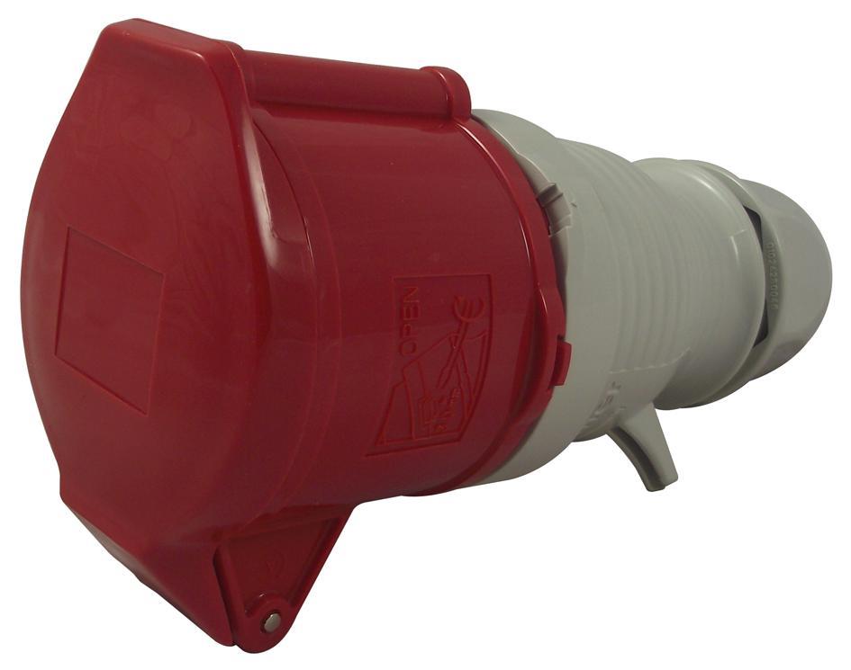 WALTHER Prise CEE câble 32A 415V, Rouge, 3P+N+E, IP44