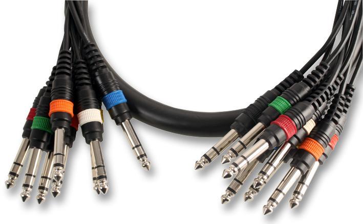 PULSE - Loom Plug Stereo 8 Laluan 6.35mm (1/4″), 2.5m Hitam