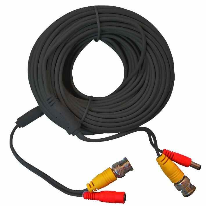 DEFENDER SECURITY 20m DC+BNC CCTV 케이블, 남자-남자, 블랙