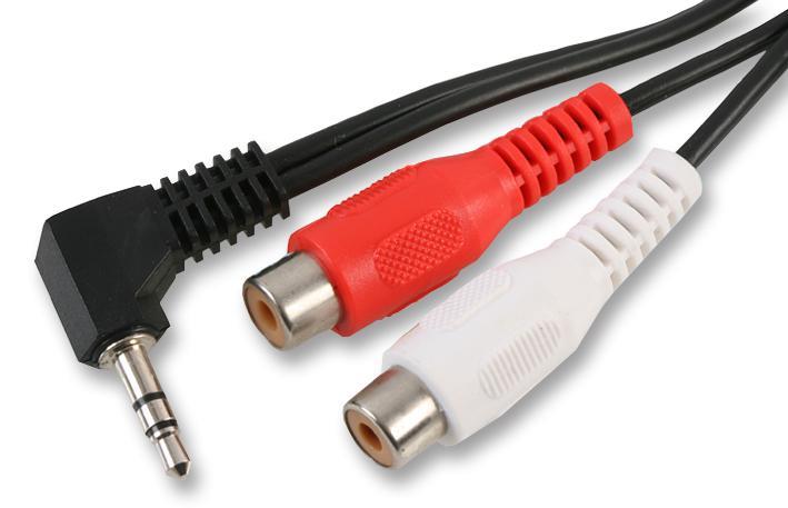 PRO SIGNAL 3.5mm 90 Darjah Stereo Jack Plug ke 2x Soket Phono (RCA) Kabel 1.8m