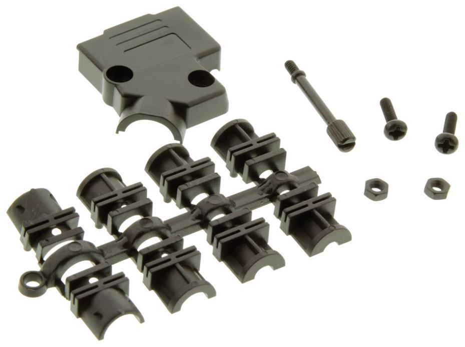 MH CONNECTORS Μαύρο 9-Pin Πλαστικό D Hood, Γωνία 45 Μοιρών
