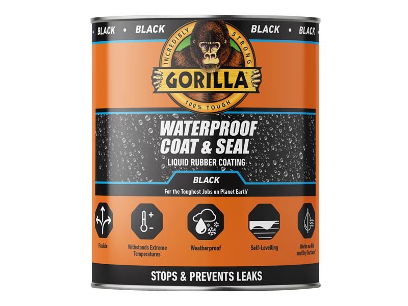 Gorilla Glue Waterproof Coat & Seal Vloeibare Rubber Zwart 473ml