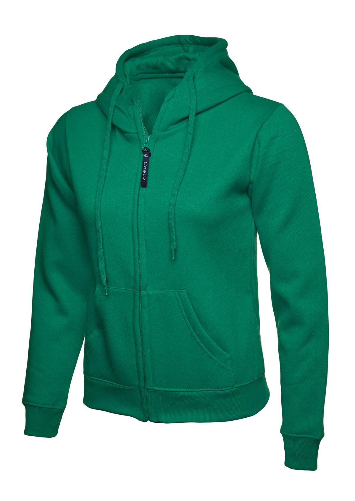Uneek Ladies' Classic Full Zip Hooded Sweatshirt, Kelly Green, XL