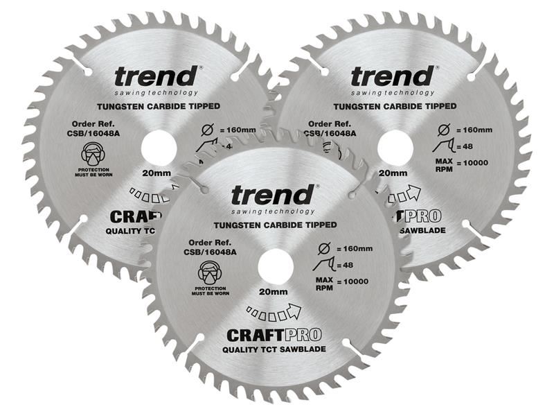 Trend CraftPro Λεπίδα Πάνας 160mm x 20mm, 48 Δοντιών (Σετ των 3)