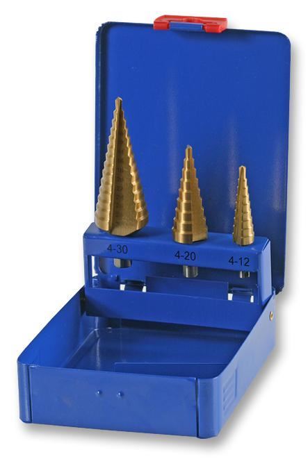 Duratool Trappenboor Set 4mm-30mm, 3-delig, Hoge Snelheid Staal