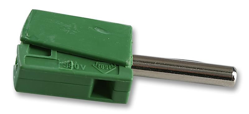 WAGO 4mm Banana Plugs with Cage Clamp, Green, 28-14AWG, Pack of 5