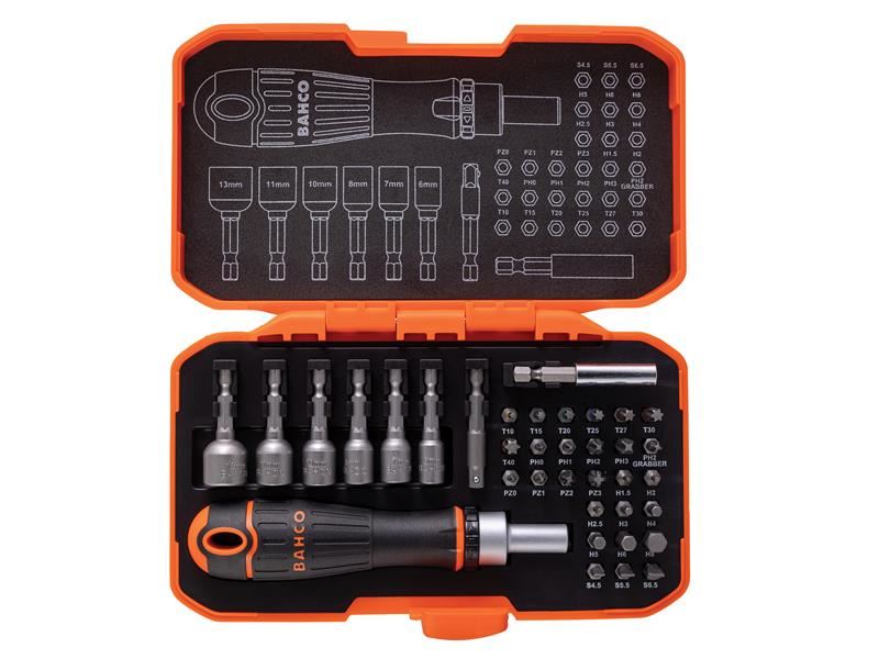 Bahco 59/S36BCR Ratcheting Coloured Bit Set, 36-Piece