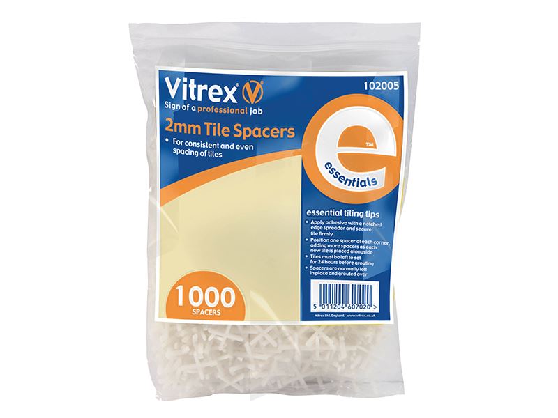 Vitrex Essential 2mm Tile Spacers (Pack of 1000)