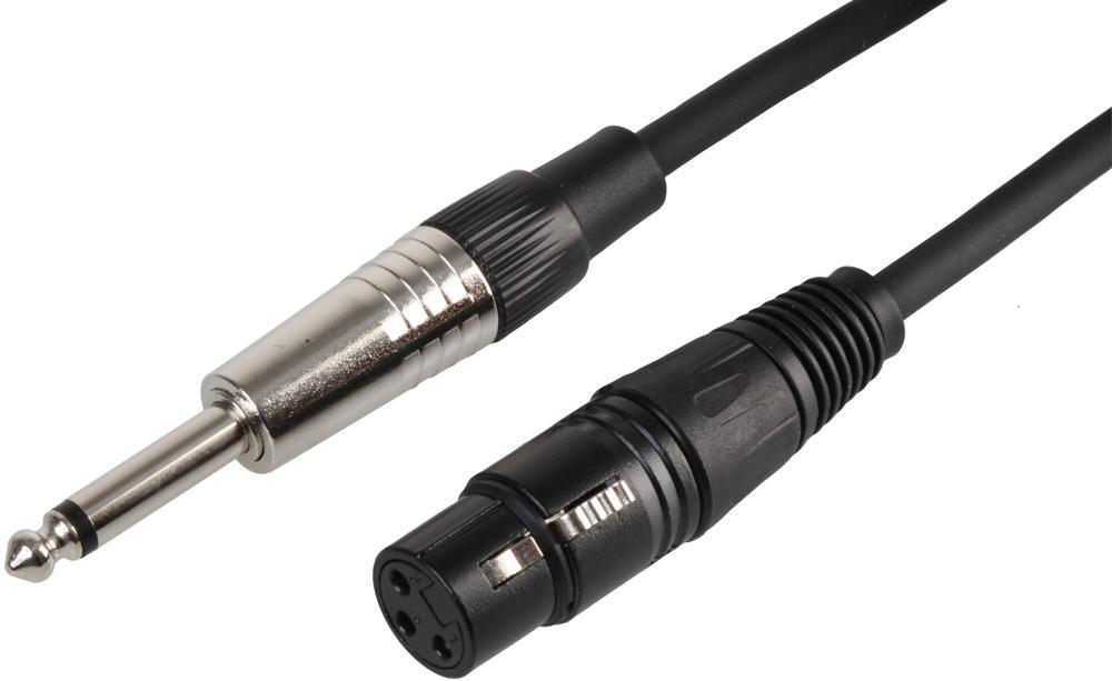 CHORD Cable XLR hembra a mono macho 6.35mm para micrófono, 1.5m negro