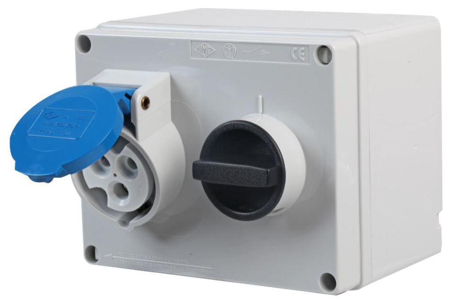 PRO POWER Tomada CEE Comutada e Intertravada 16A, 2P+E, Azul, IP44