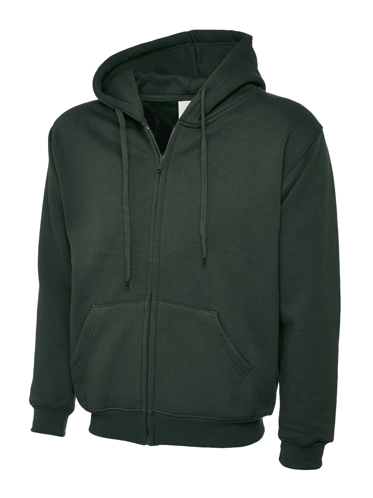 Uneek Classic Full Zip Hooded Sweatshirt - Bottle Green - XS