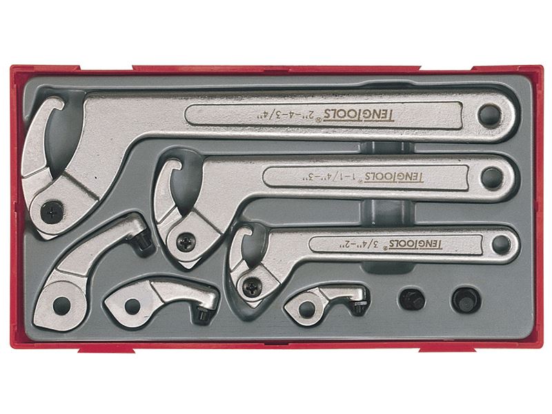 Teng TTHP08 Hook & Pin Wrench Set, 8-Piece, Chrome Vanadium Steel