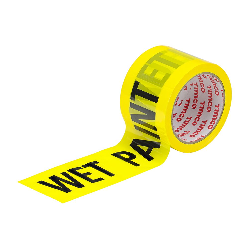Timco Wet Paint Tape, Non-Adhesive, 70mm x 100m, Yellow & Black