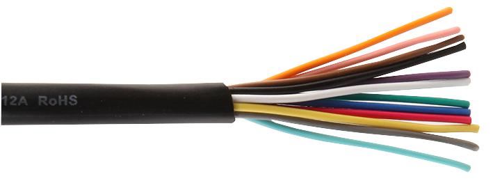MULTICOMP PRO Cable de 12 hilos sin apantallar, 0.1mm, Negro, 25m