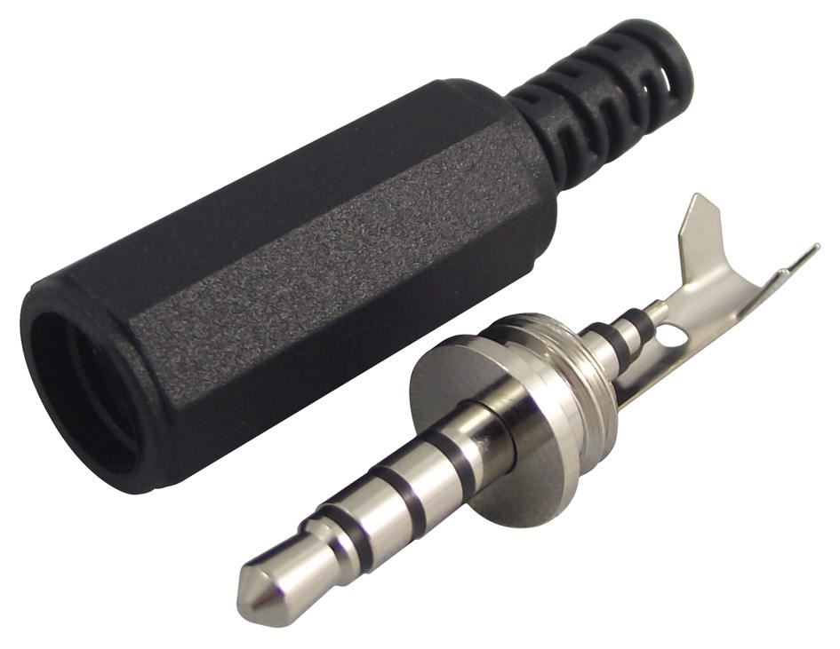CLIFF 3.5mm 4-Poolige Jackplug, Zwart, Vernikkeld Messing