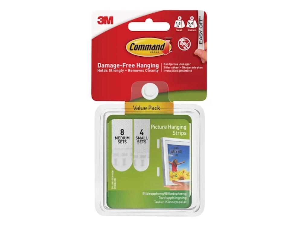Command™ Kleine en Middelgrote Pictuurhaakstrips, Pak van 12