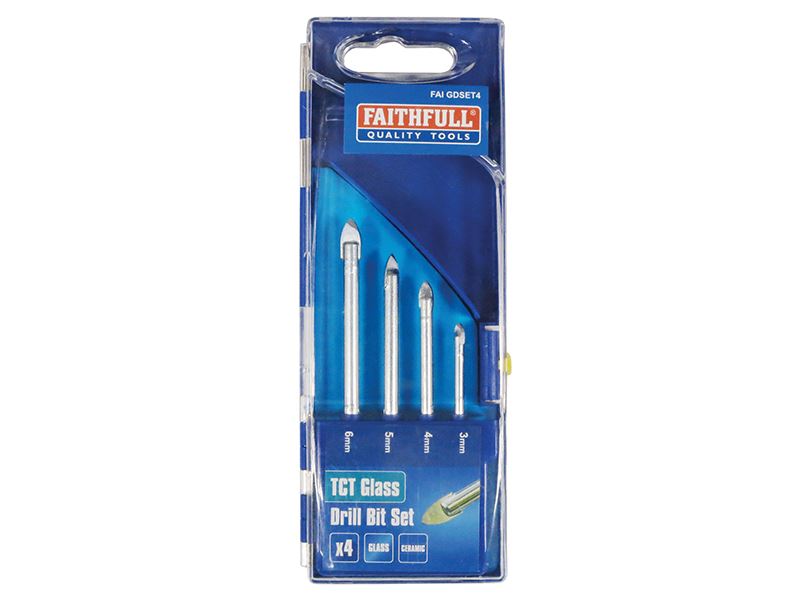 Faithfull 타일 & 글래스 드릴 비트 4종 세트 (3-6mm)