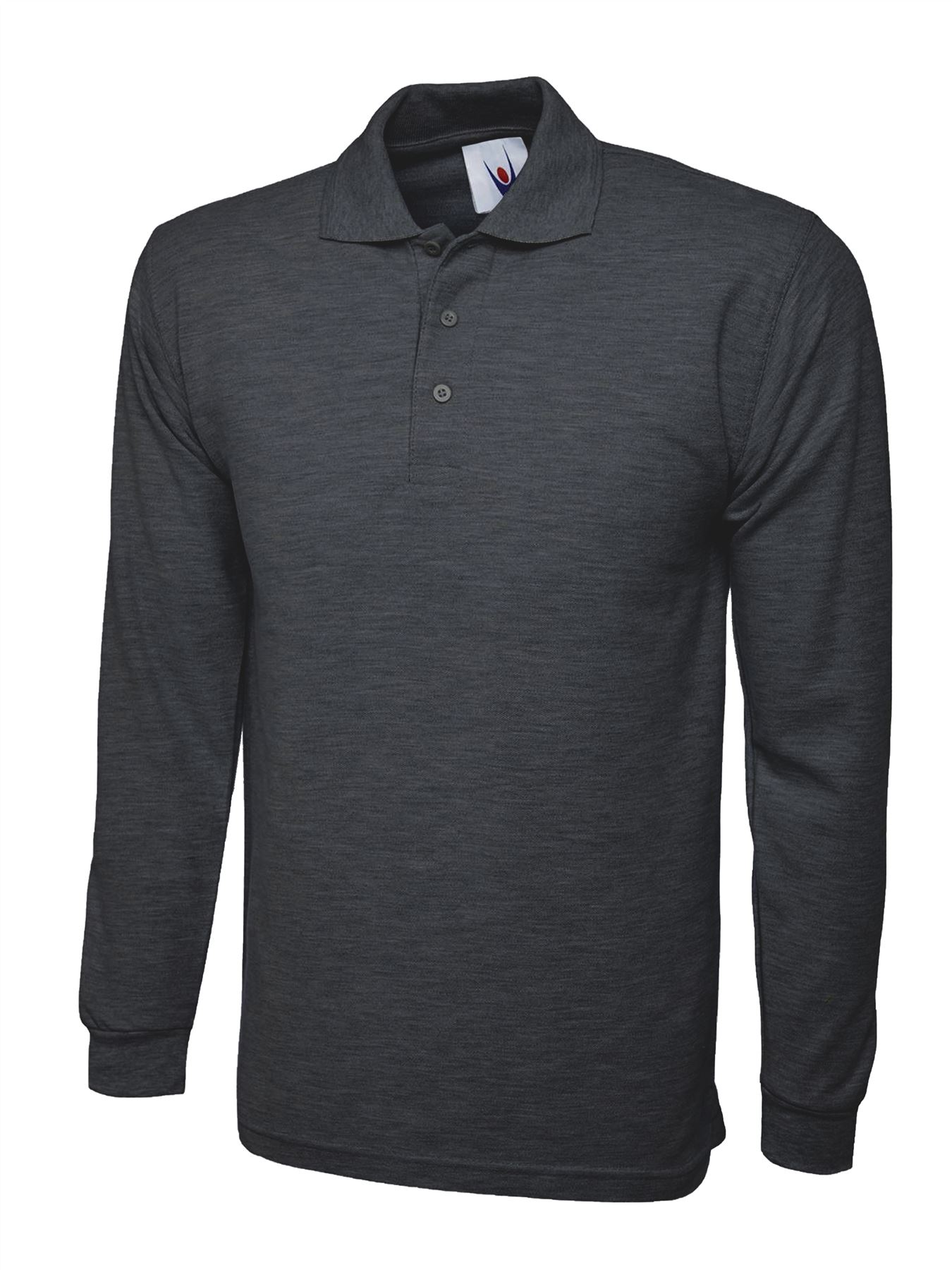 Uneek Unisex Long-Sleeve Polo Shirt - 50% Polyester 50% Cotton - Charcoal - 4XL
