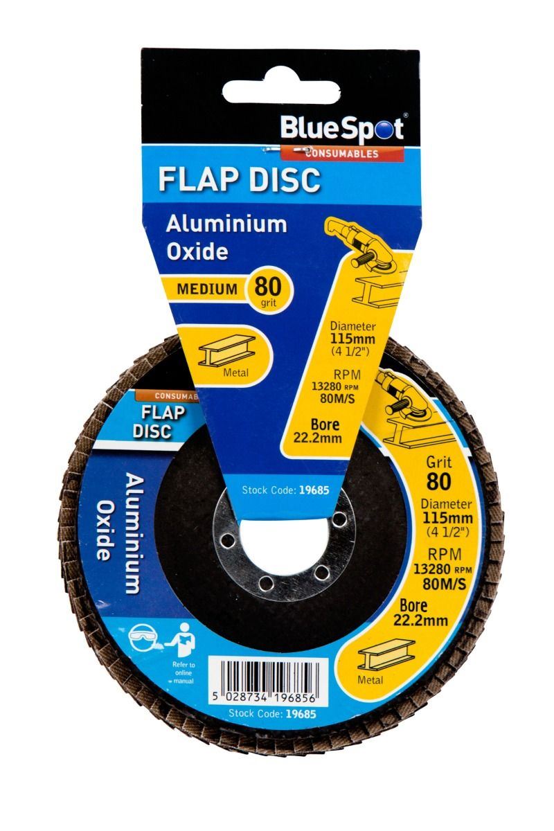 Blue Spot 115mm Aluminiumoxide Flap Disc, Korrel 80, Type 29
