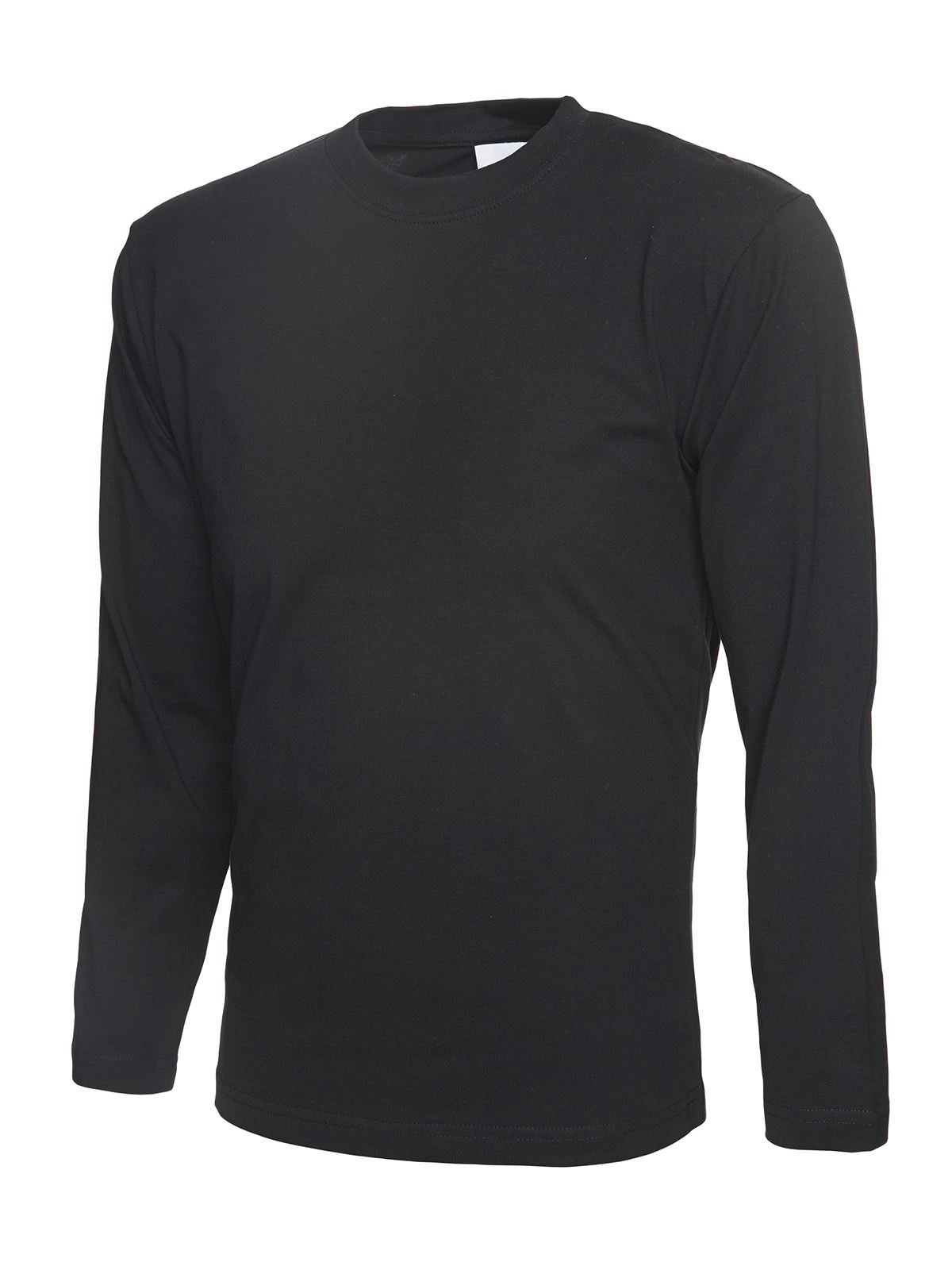 Uneek Unisex Long Sleeve T-shirt, 100% Cotton, Black, Size S