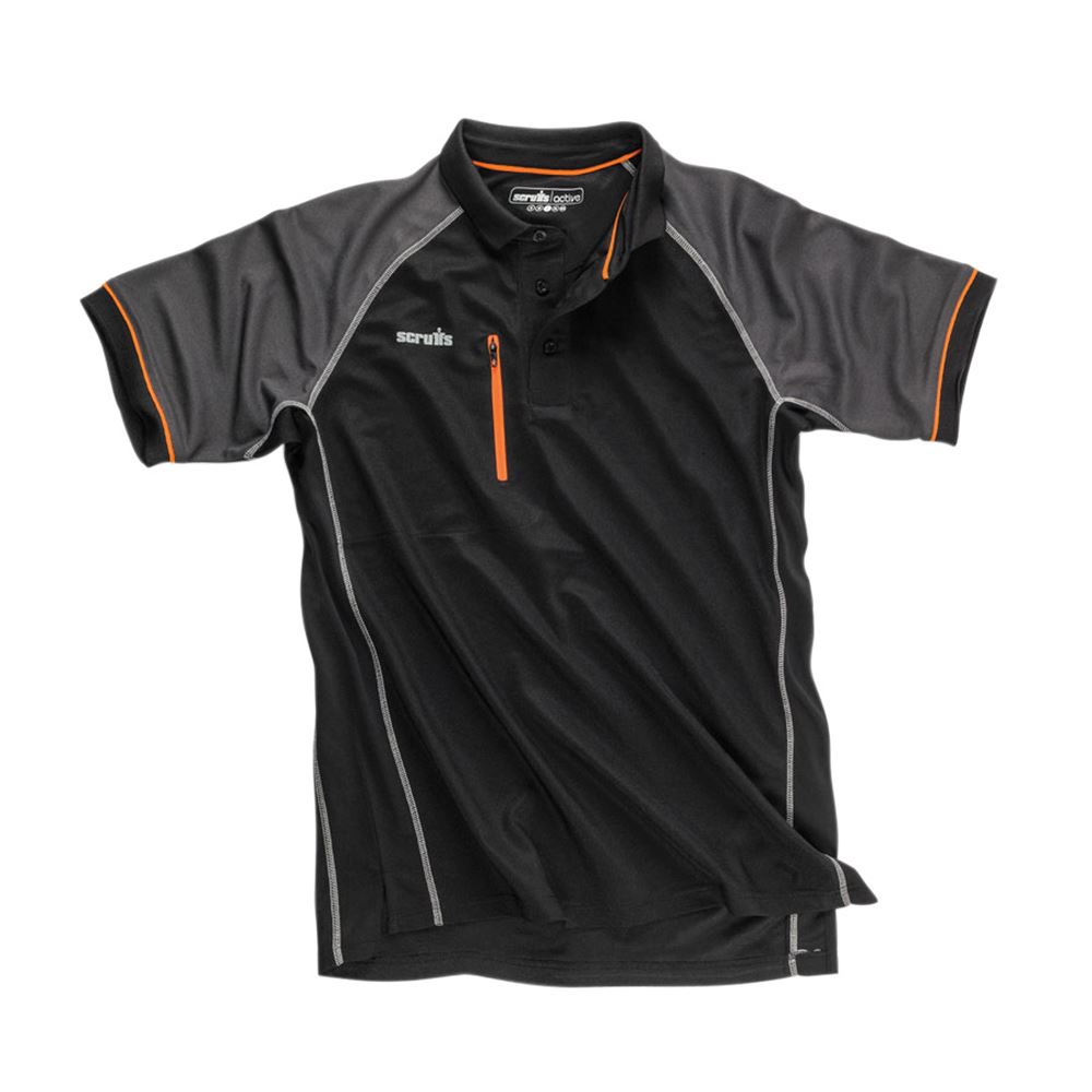 Scruffs Trade Active Polo Shirt - Black, Medium