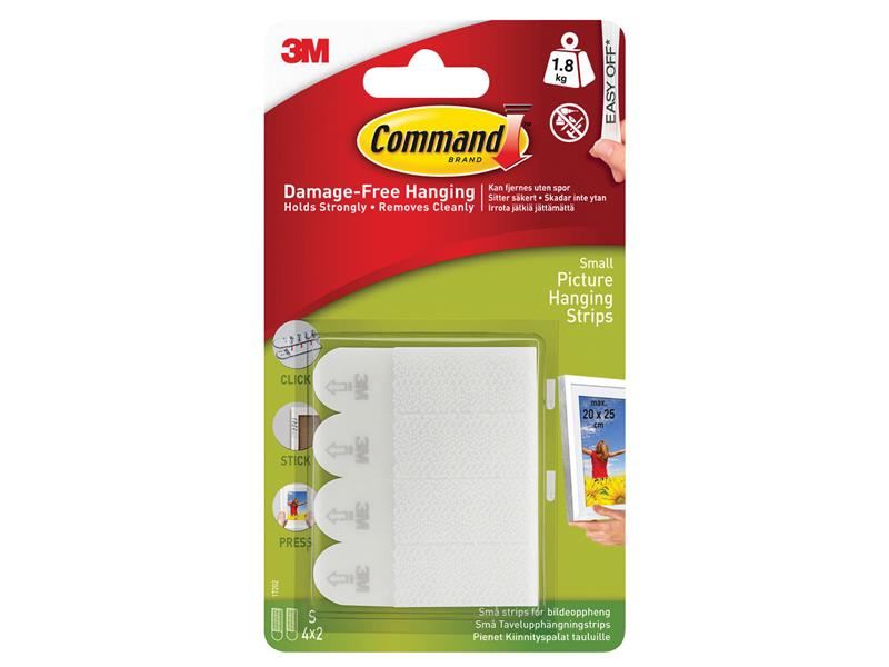 Command™ Stríoca Crochta Píctiúir Beaga, Pacáiste de 4