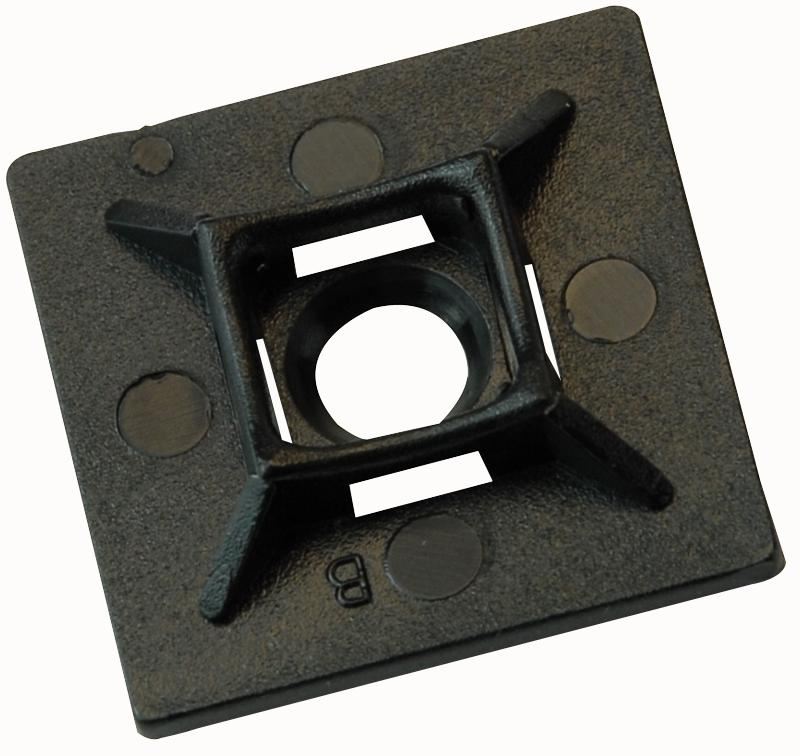 PARTEX Supports autocollants pour attaches de câbles, 28mm x 28mm, Noir, Pack 1